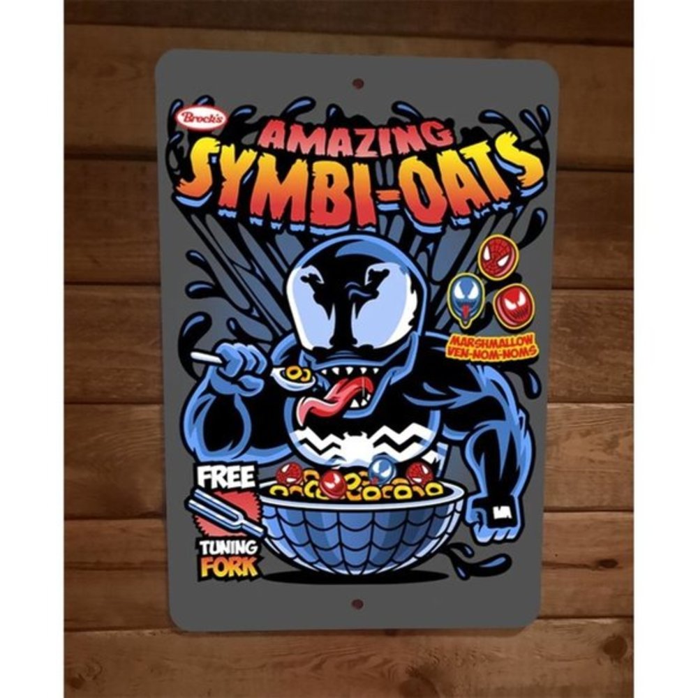 Amazing Symbi-Oats Cereal Funny Venom‎ Marvel Comics Parody 8x12 Metal Wall Sign